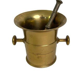 Mortar and Pestle Brass Apothecary Set Vintage or Antique 4" India